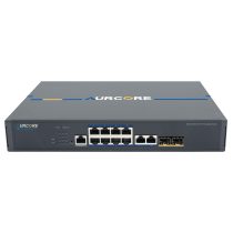 Management interface and ports of the Aurcore AES2001P switch for secure networks. - Front